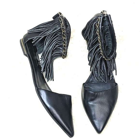 Rebecca Minkoff Shoes - Rebecca Minkoff Black Fringe Chain Pointed Toe 10M